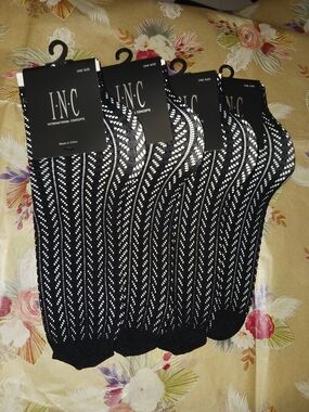 x4 Pairs INC International Concepts Women’s Black Lace Patterned Socks
